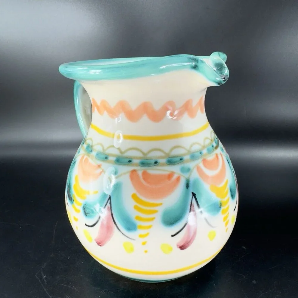 Vintage La Gartera Art Potter Jug Pitcher Toledo‎ Spain signed Pottery Hand Made